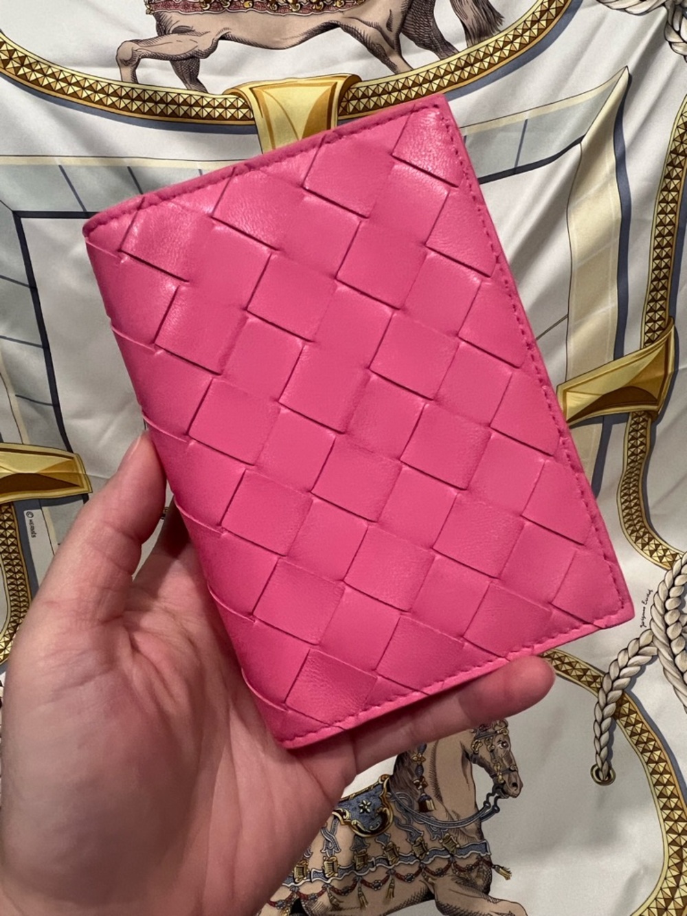 NWT Bottega Veneta Intrecciato Nappa Leather Passport Case - Pink